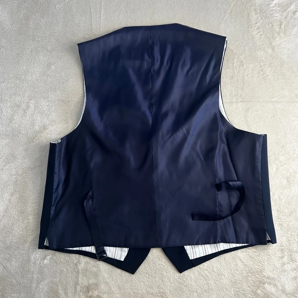 Ralph‎ Lauren Men's 3 Piece Suit 46R 40x28 Navy Blue 100% Wool Formal Wedding